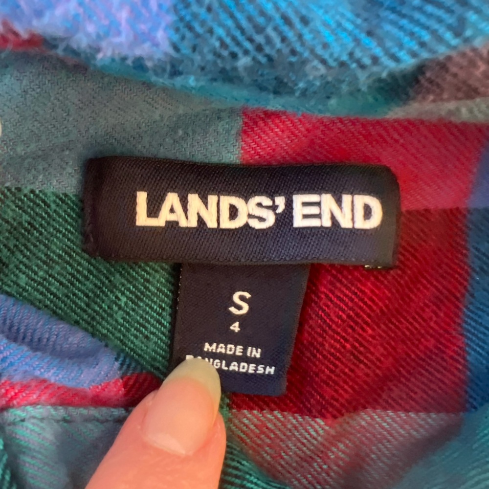 Lands' End Boys Multicolor Plaid Button-Down Shirt - Picture 3 of 3